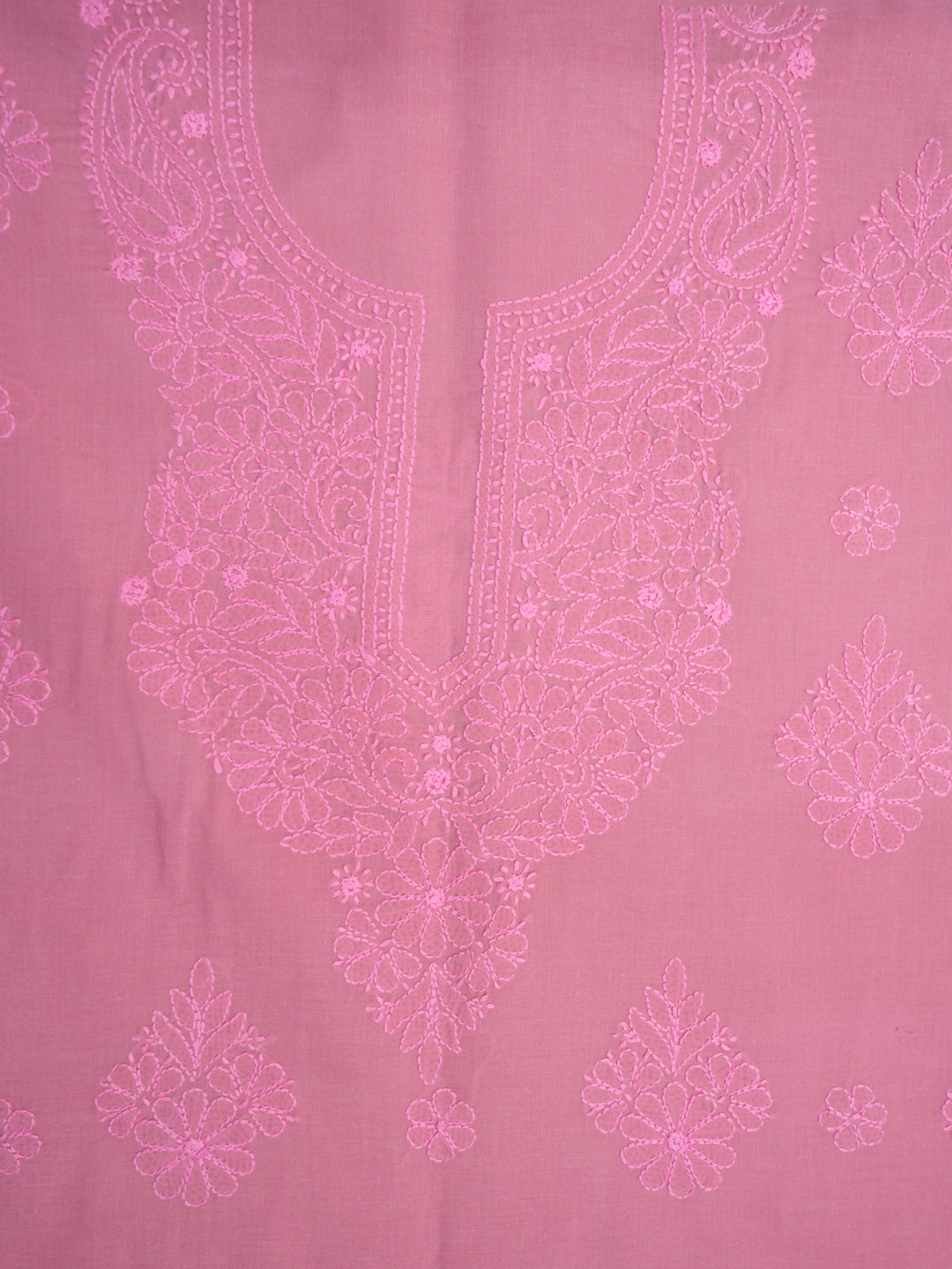 Women Hand Embroidered Chikankari Cotton Dressmaterial PCSCU00406FS-ROSEPINK