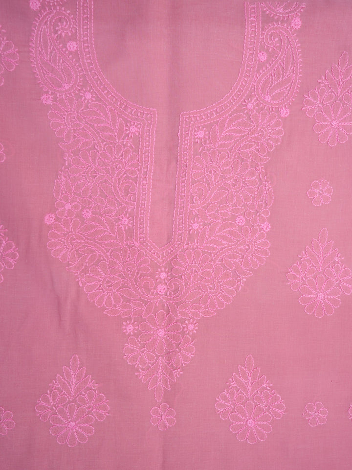 Women Hand Embroidered Chikankari Cotton Dressmaterial PCSCU00406FS-ROSEPINK