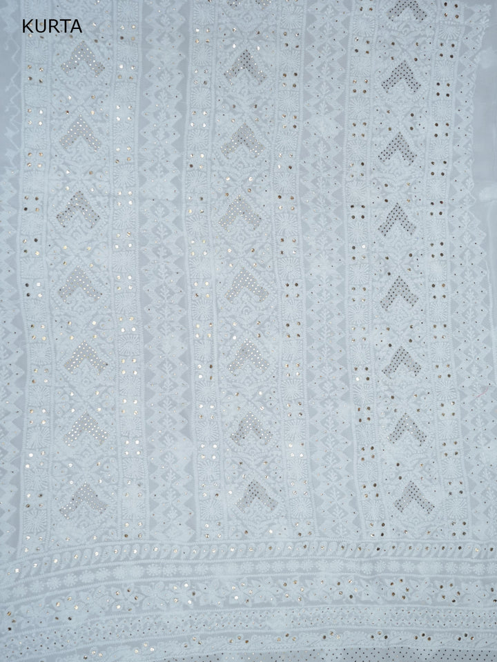 Women Hand Embroidered Chikankari Viscose Georgette Dressmaterial PC4124-WHITE9