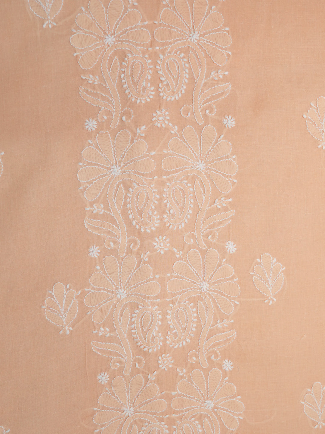 Women Hand Embroidered Cotton Chikankari Dress MaterialPCSCU00104FS-APRICOTPEACH