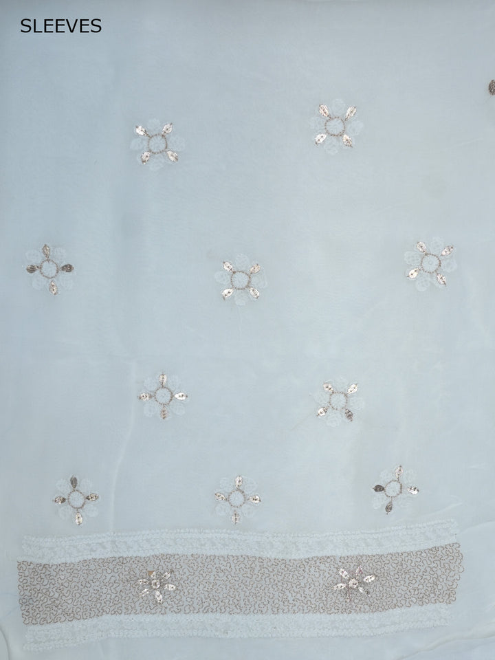 Women Hand Embroidered Chikankari Viscose Georgette Dressmaterial PC4124-WHITE2
