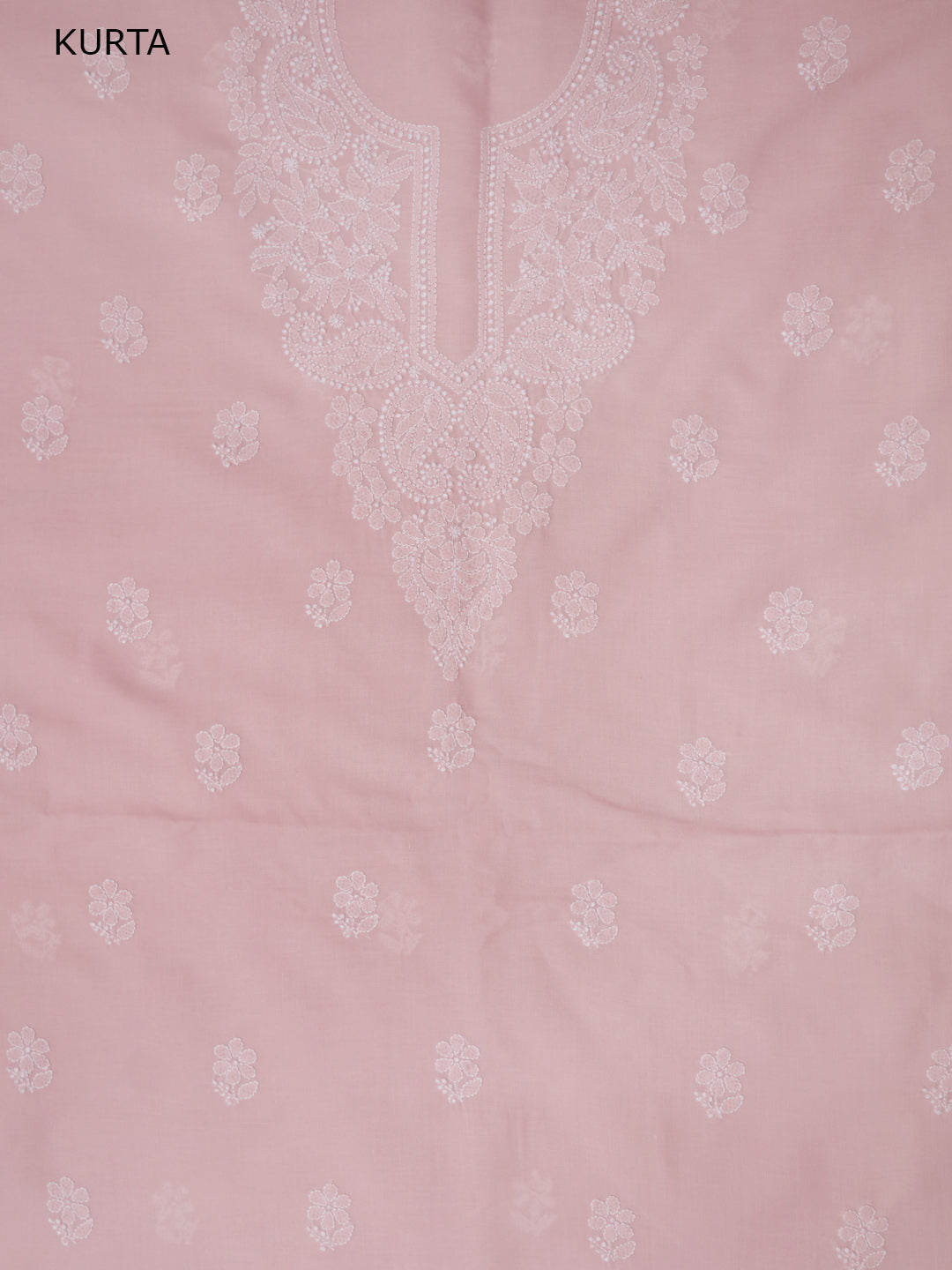 Women Hand Embroidered Chikankari Cotton DressMaterial PCSCU00104FS-LIGHTPEACH
