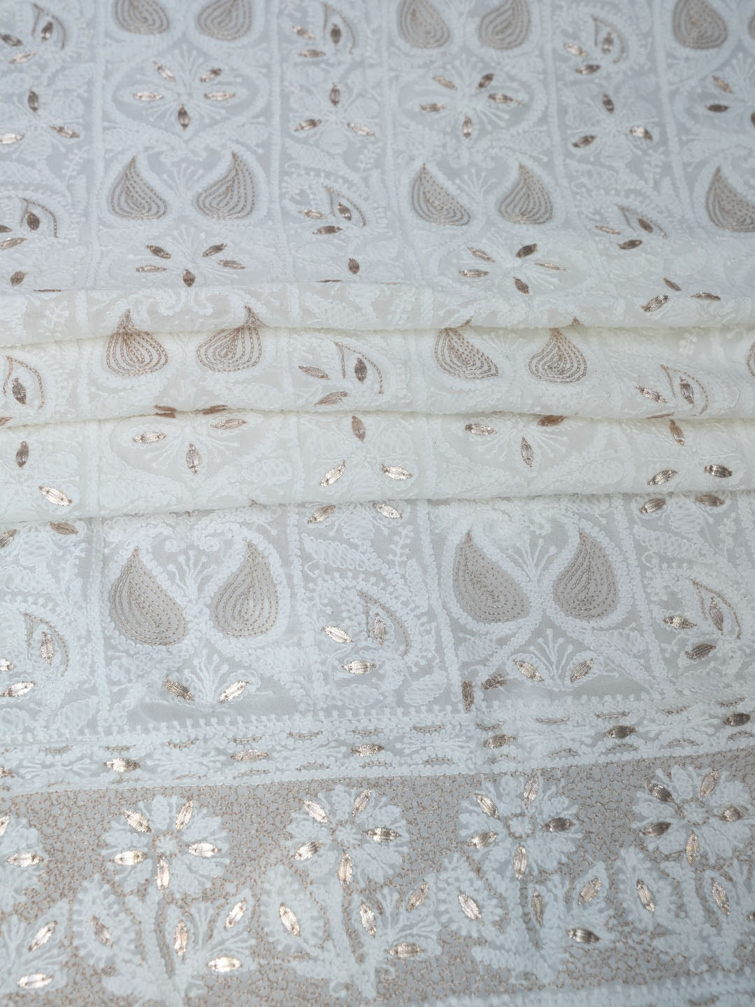 Women Hand Embroidered Chikankari Viscose Georgette Dressmaterial PC4124-WHITE8