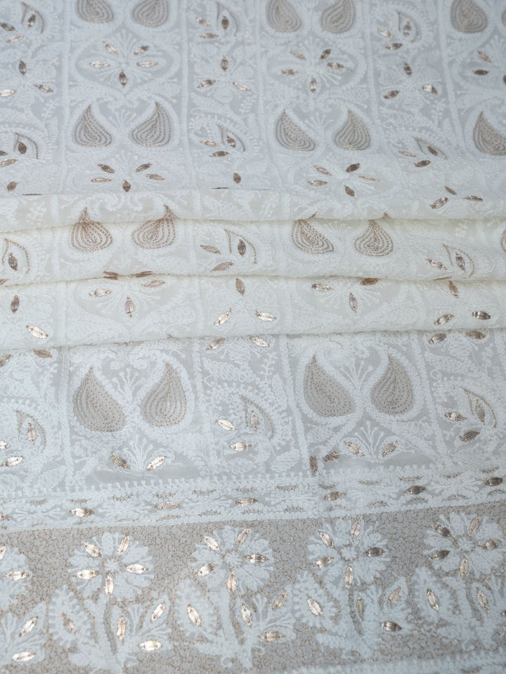 Women Hand Embroidered Chikankari Viscose Georgette Dressmaterial PC4124-WHITE8