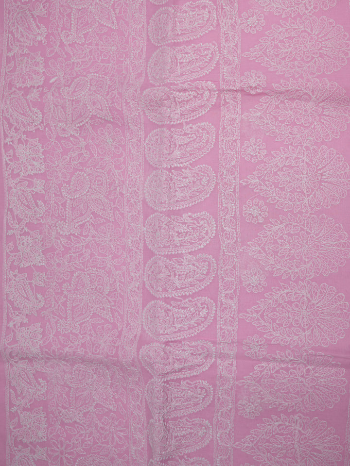 Hand Embroidered Chikankari Cotton Saree PCSAR02 Pink
