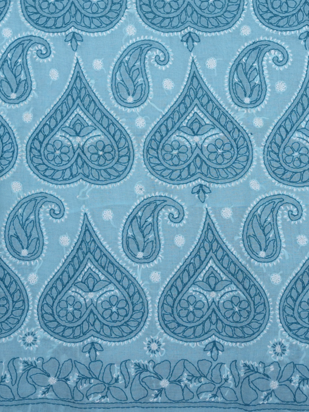 Hand Embroidered Chikankari Cotton Saree PCSAR01 Lightblue