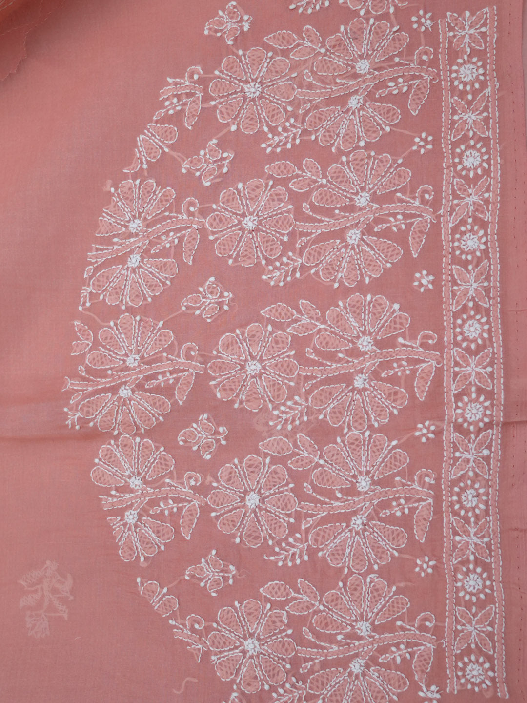 women hand embroidered chikankari cotton dressmaterial PC4120-DARKPEACH22