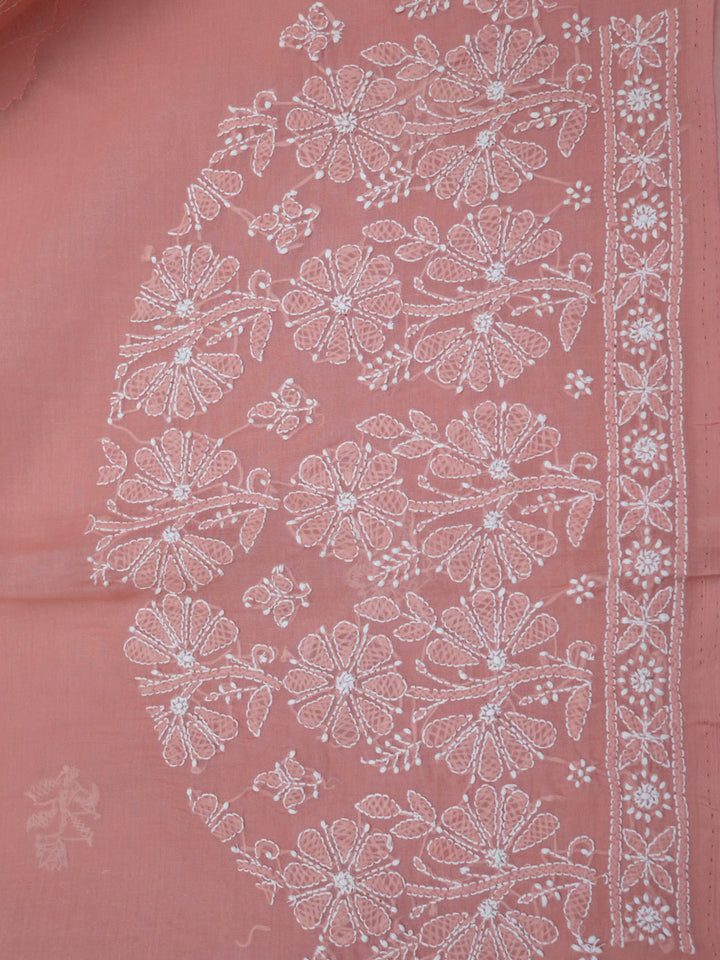 women hand embroidered chikankari cotton dressmaterial PC4120-DARKPEACH22