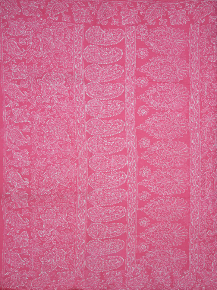 Hand Embroidered Chikankari Cotton Saree PCSAR02 Darkpink