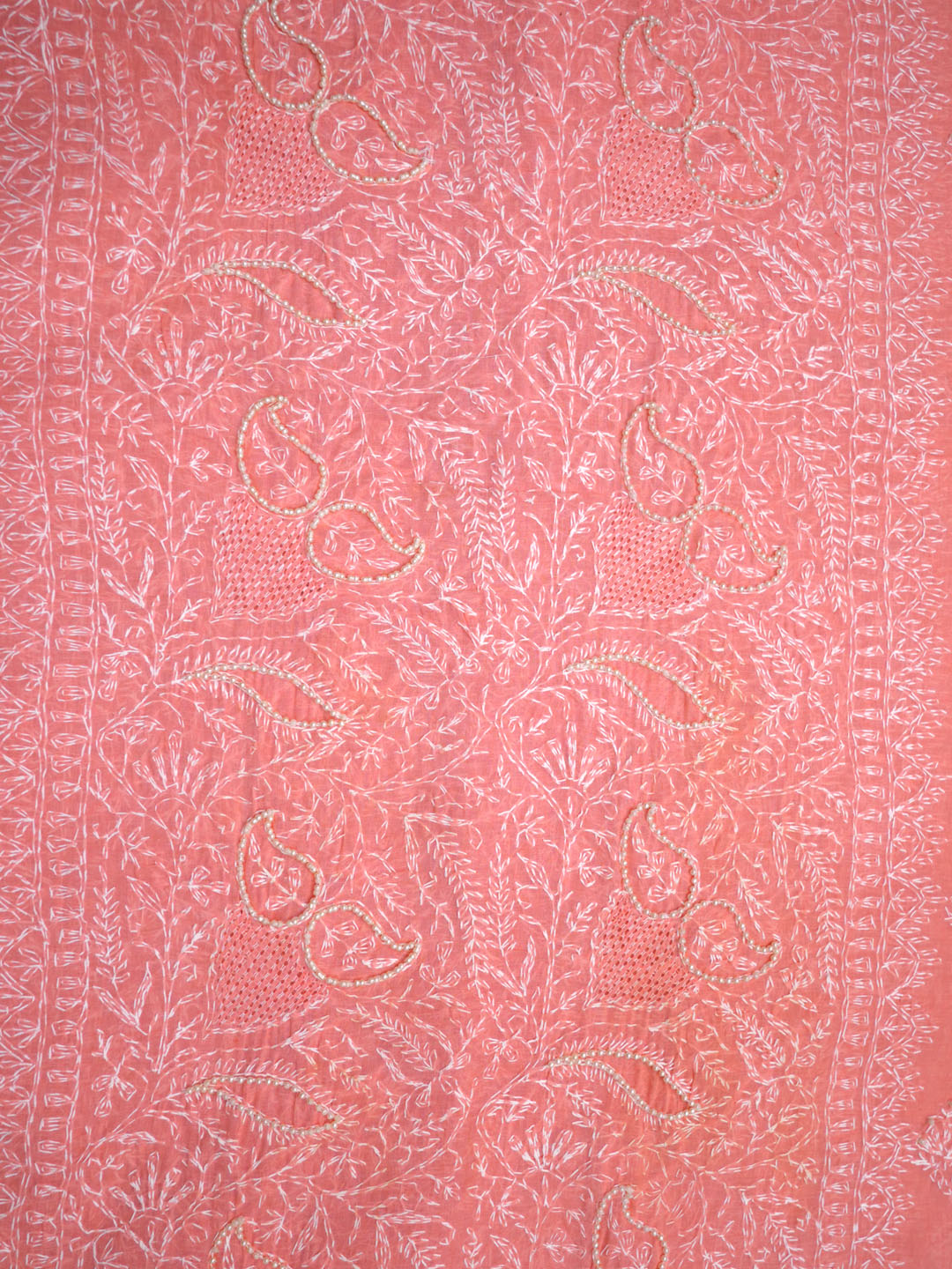 women hand embroidered chikankari cotton dressmaterial PC4120-PEACH13