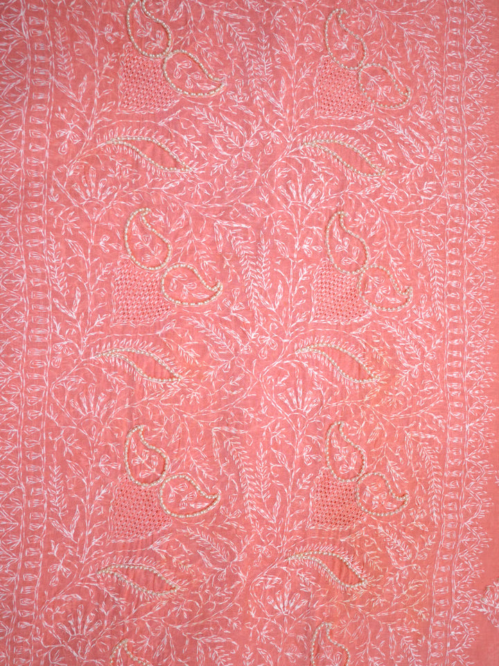 women hand embroidered chikankari cotton dressmaterial PC4120-PEACH13