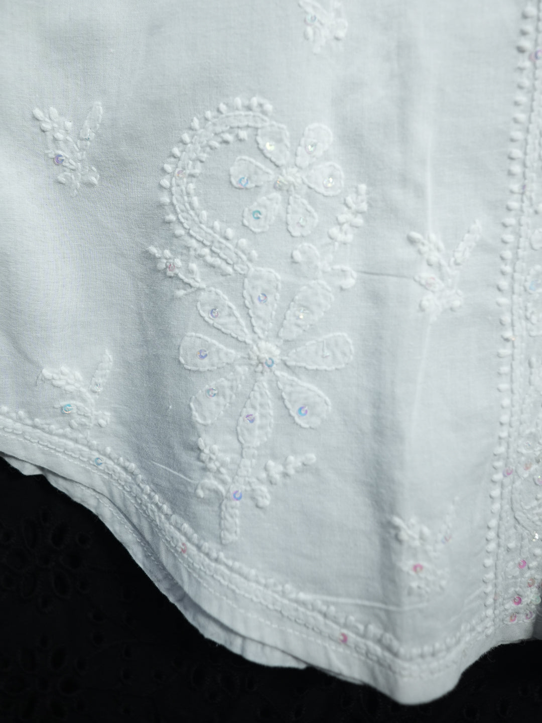 Chikankari Women Hand Embroidered Cotton Top - PC3972