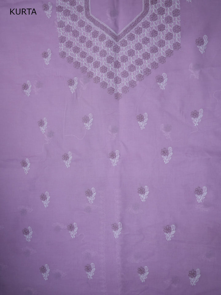 Women Hand Embroidered Chikankari Cotton Dressmaterial PCSCU00102FS-MAUVE