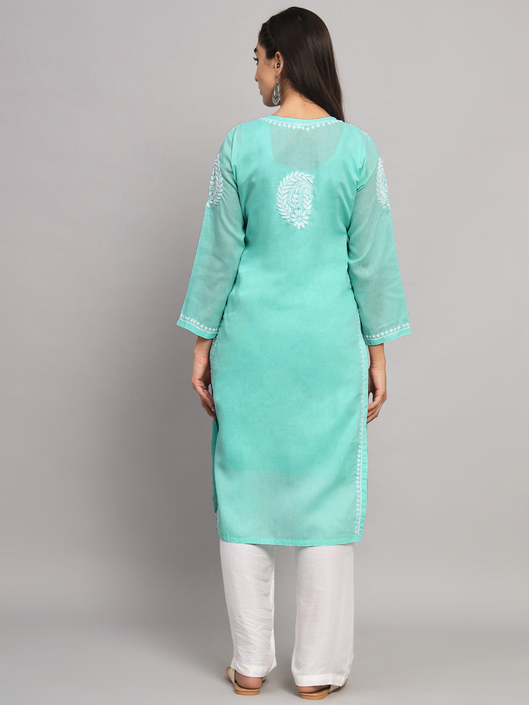 Hand Embroidered Chikankari  Cotton Straight Kurta- PC3561