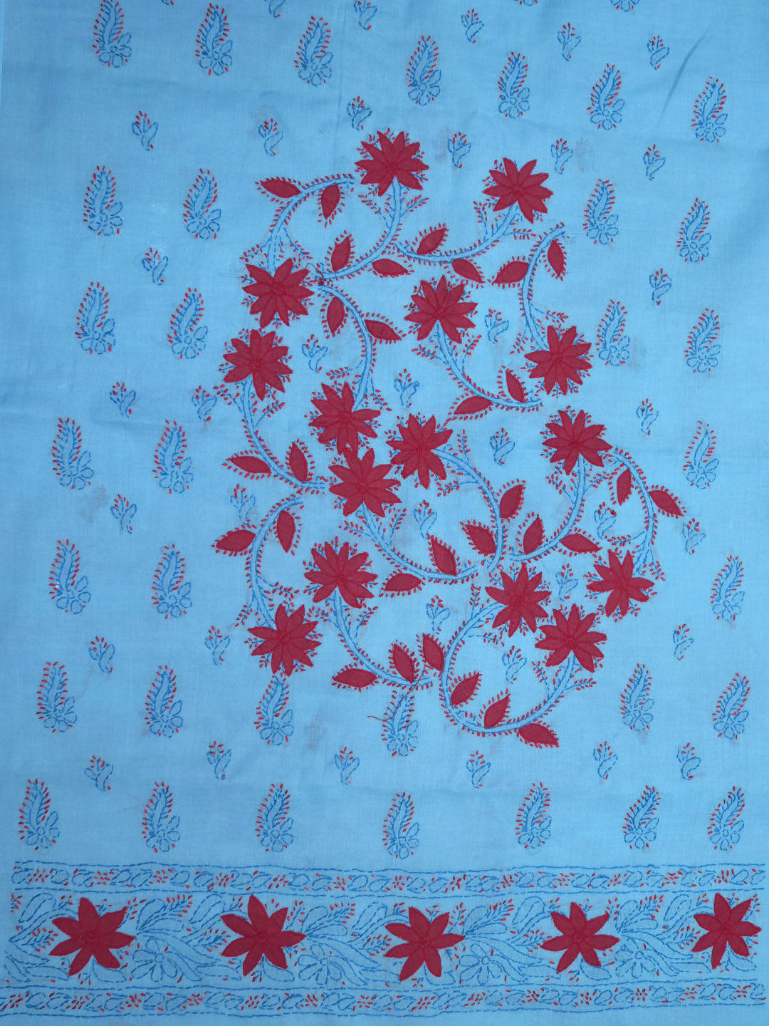 women hand embroidered chikankari cotton dressmaterial PC4120-BLUE32