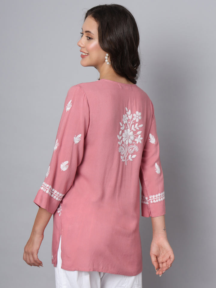 Women Hand Embroidered Rayon Chikankari Kurti PC3696