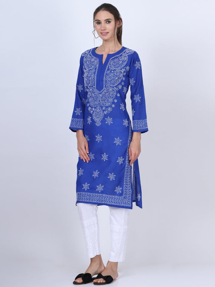 Hand Embroidered Cotton Straight Kurta-PC3435