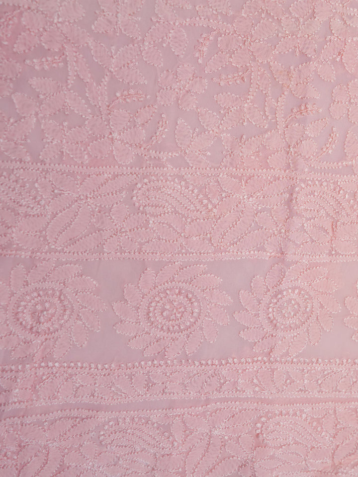 Women Hand Embroidered Chikankari Viscose Georgette Kurta Fabric PC4122-PEACH