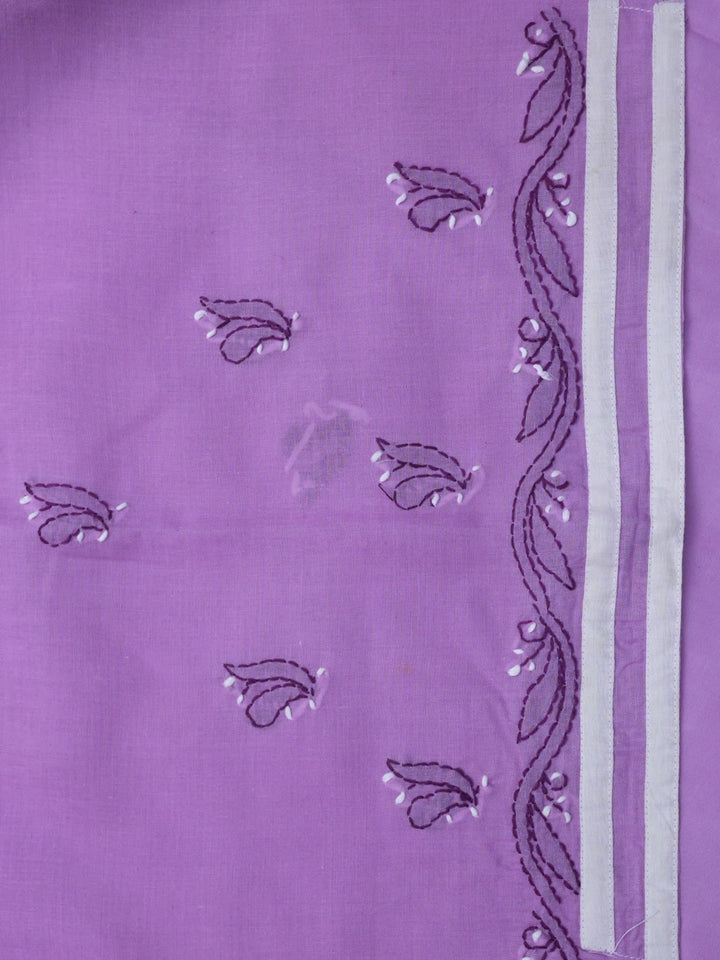 women hand embroidered chikankari cotton dressmaterial PC4120-PURPLE26