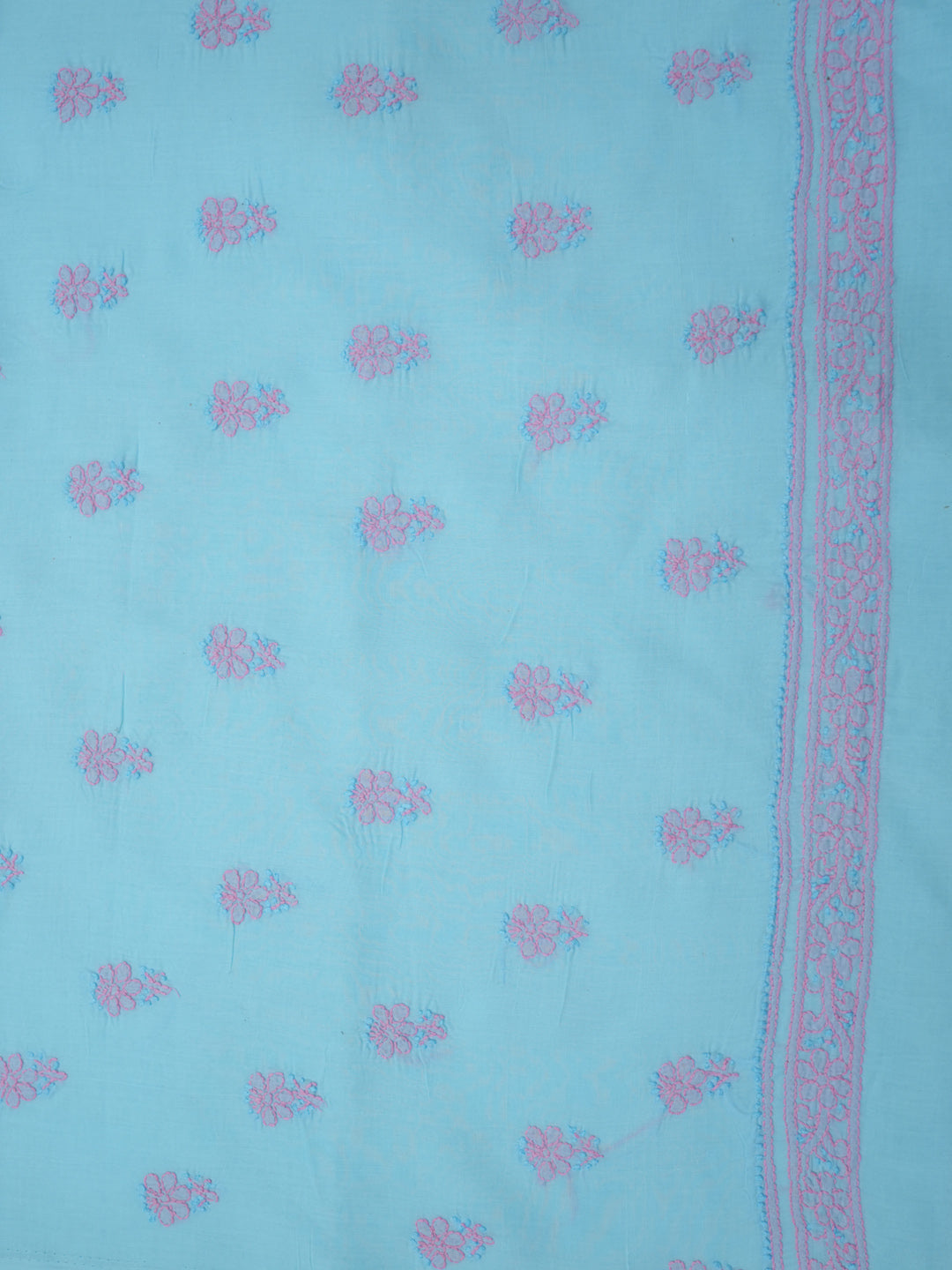 women hand embroidered chikankari cotton dressmaterial PC4120-BLUE16