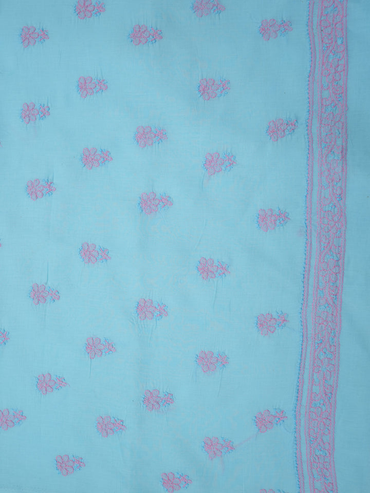 women hand embroidered chikankari cotton dressmaterial PC4120-BLUE16