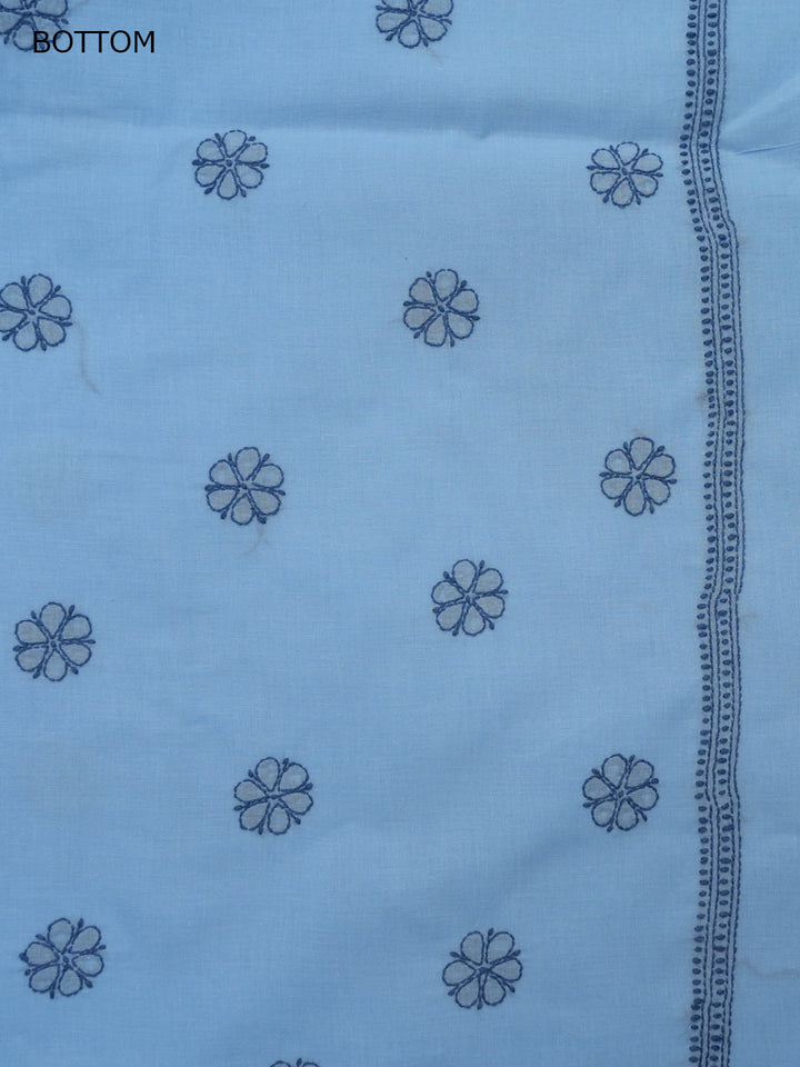 Women Hand Embroidered Cotton Chikankari Dress MaterialPCSCU00406FS-LIGHTBLUE