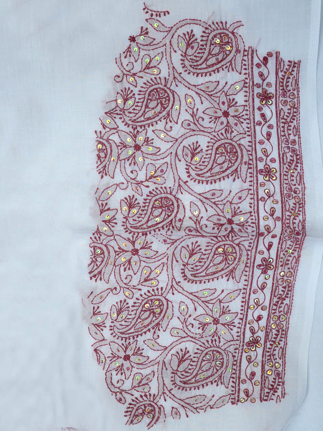 women hand embroidered chikankari cotton dressmaterial PC4120-WHITE21