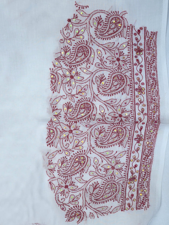 women hand embroidered chikankari cotton dressmaterial PC4120-WHITE21
