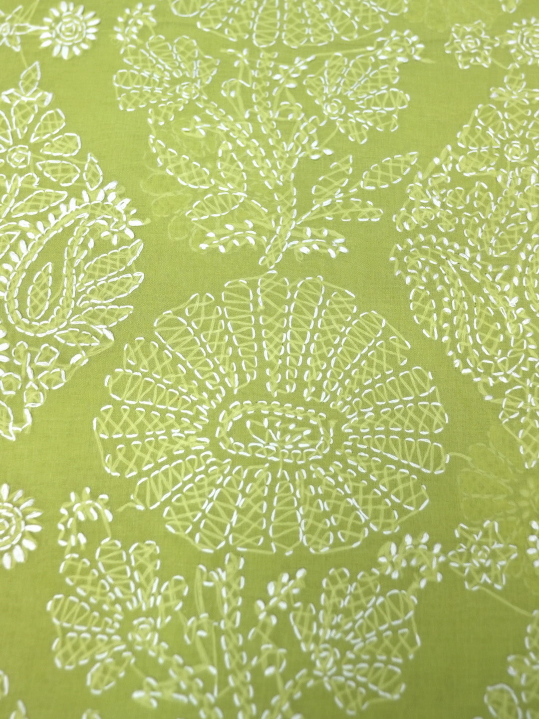 Hand Embroidered Chikankari Cotton Saree PCSAR02 Green
