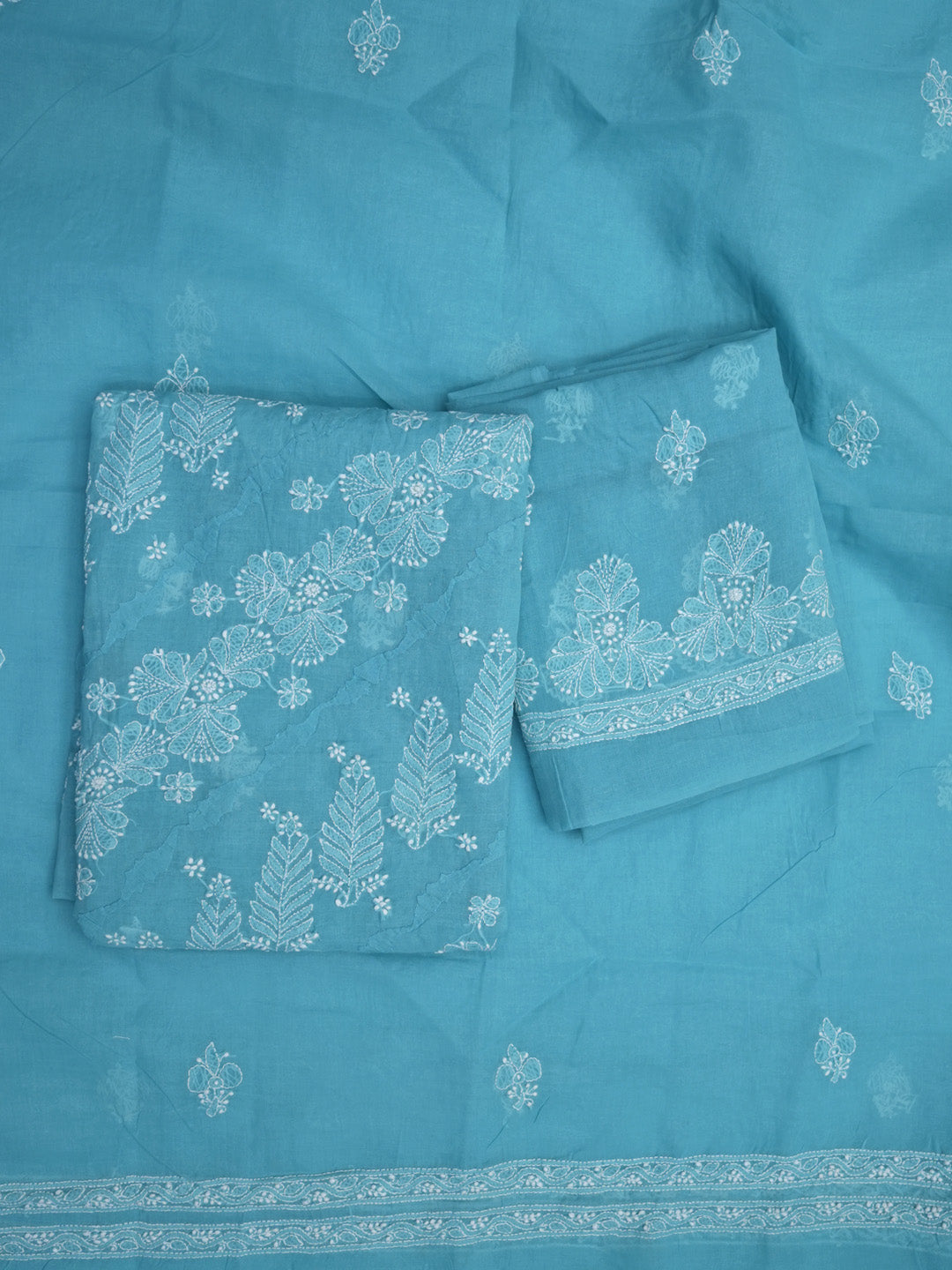 women hand embroidered chikankari cotton dressmaterial PC4120-SEAGREEN31