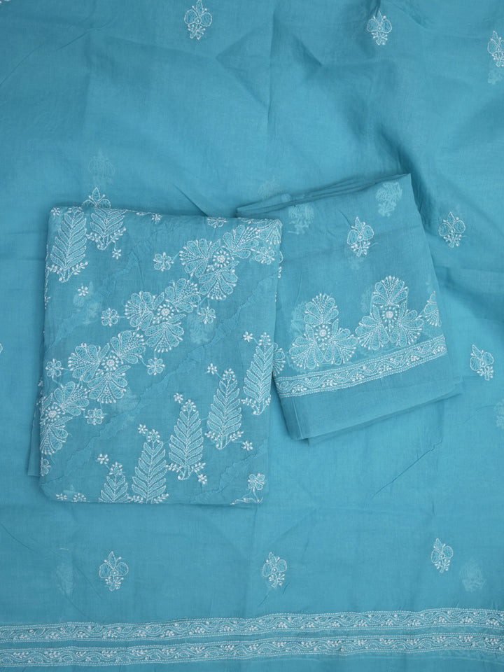 women hand embroidered chikankari cotton dressmaterial PC4120-SEAGREEN31