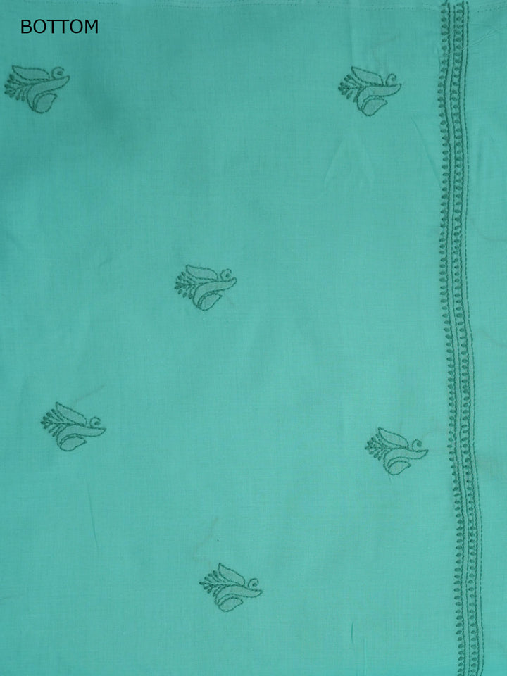 Women Hand Embroidered Cotton Chikankari Dress MaterialPCSCU00103FS-GREEN