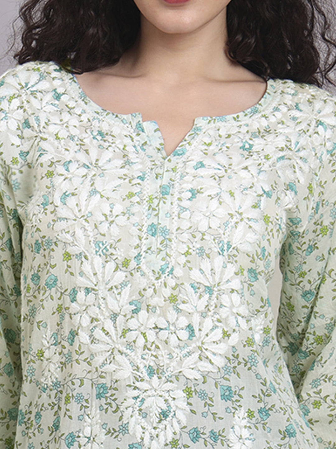 Women Hand Embroidered Chikankari Mulmul Kurti PC4073