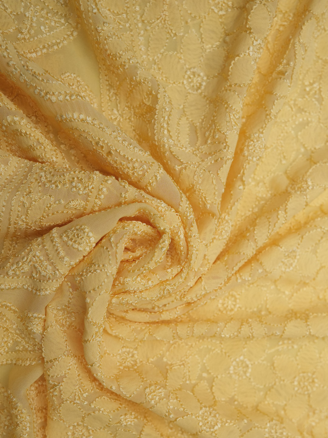 Women Hand Embroidered Chikankari Viscose Georgette Kurta Fabric PC4122-YELLOW