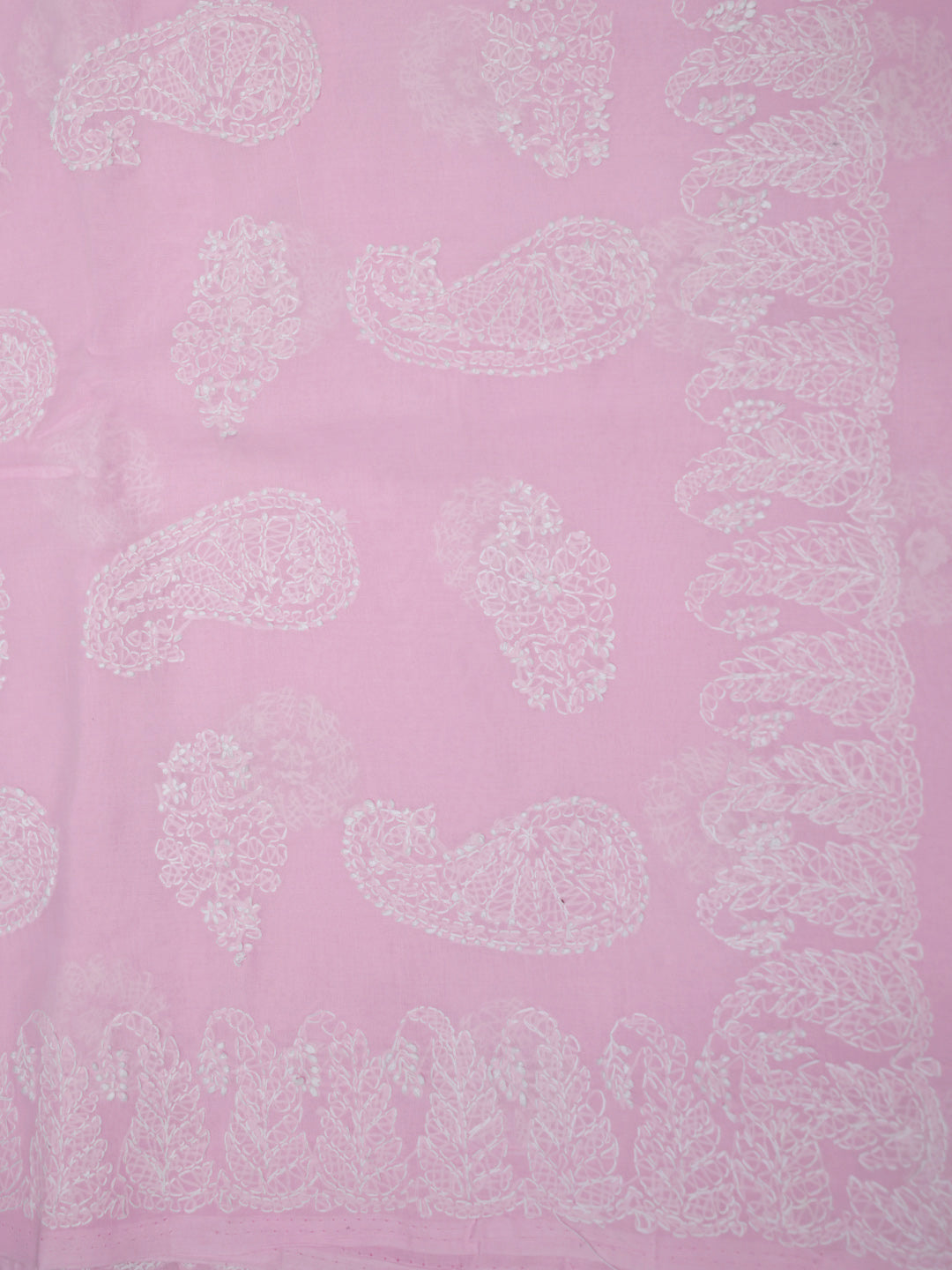 Hand Embroidered Chikankari Cotton Saree PCSAR02 Babypink