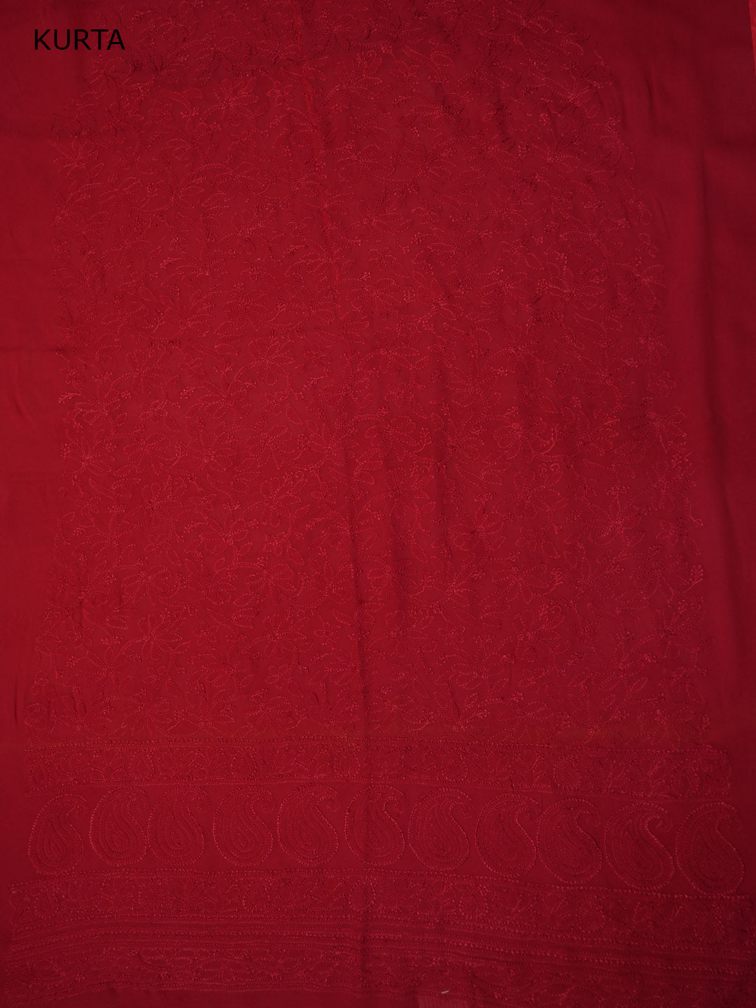 Women Hand Embroidered Chikankari Viscose Georgette Kurta Fabric PC4122-RED