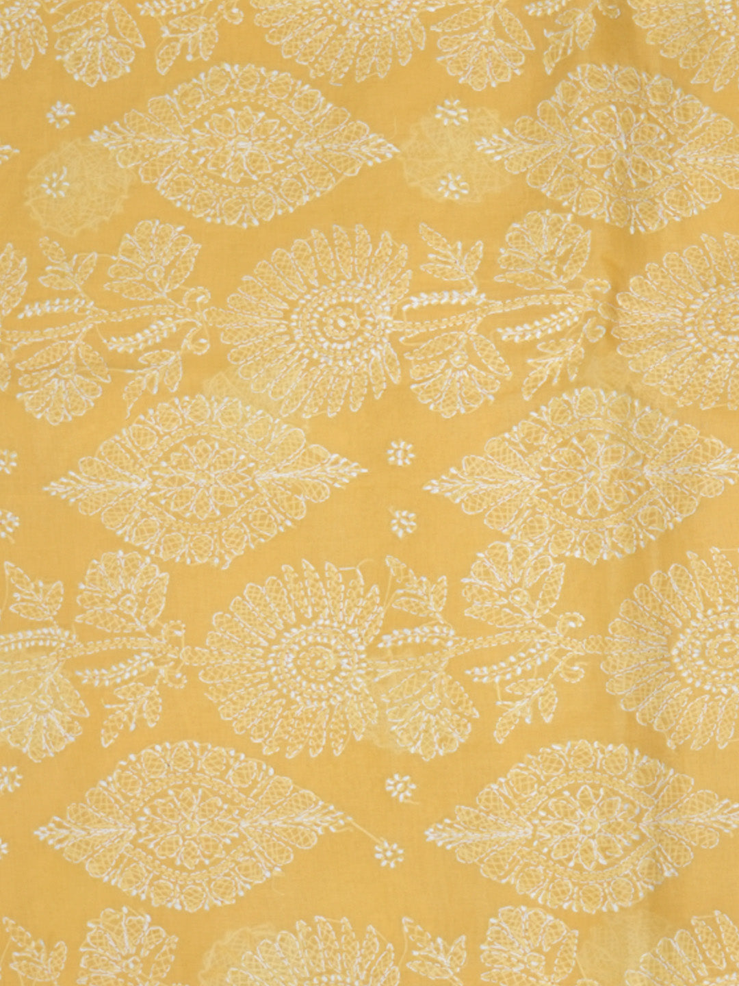 Hand Embroidered Chikankari Cotton Saree PCSAR02 Yellow