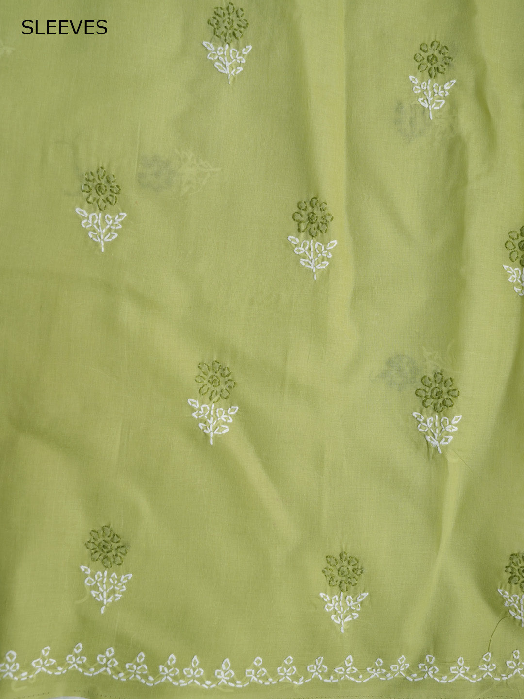Women Hand Embroidered Chikankari Cotton Dressmaterial PCSCU00102FS-GREEN