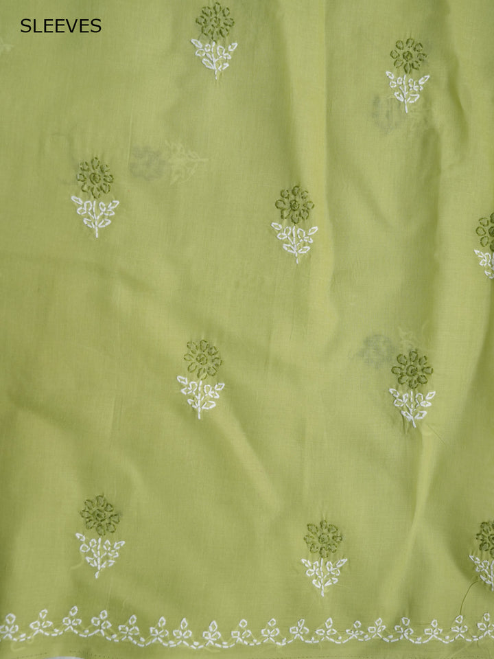 Women Hand Embroidered Chikankari Cotton Dressmaterial PCSCU00102FS-GREEN