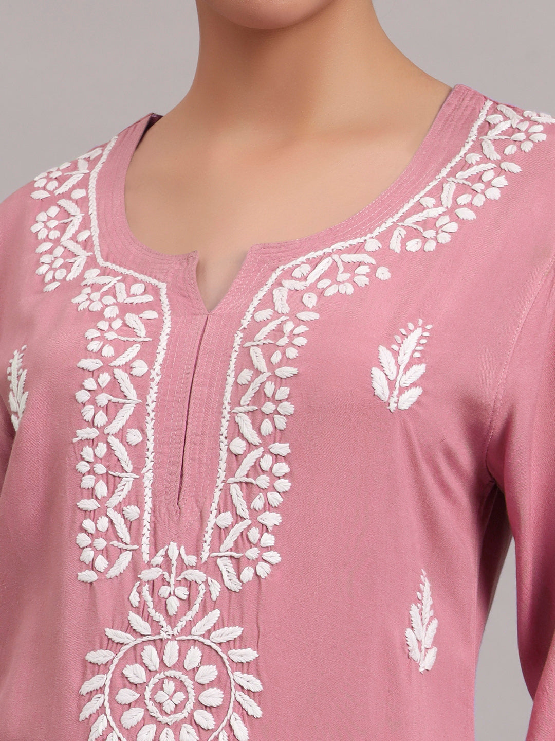 Women Hand Embroidered Chikankari Rayon Kurta PC4076 Orangered