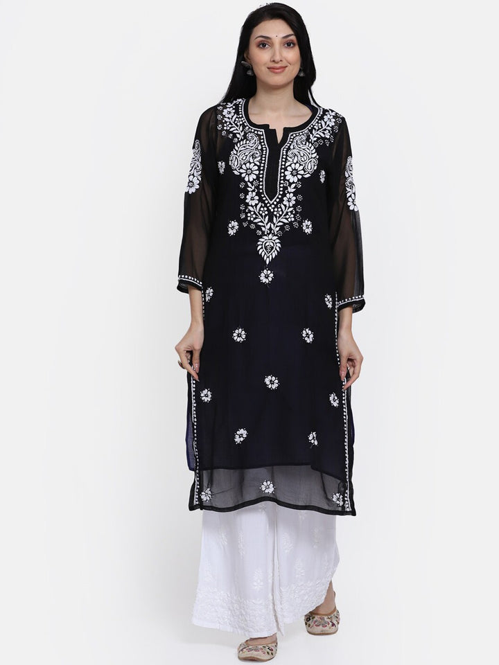 Hand Embroidered Georgette Straight Kurta With Matching Slip-PC3512