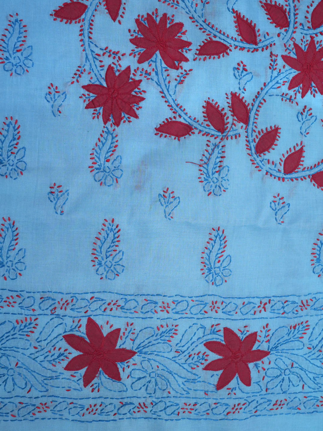 women hand embroidered chikankari cotton dressmaterial PC4120-BLUE32