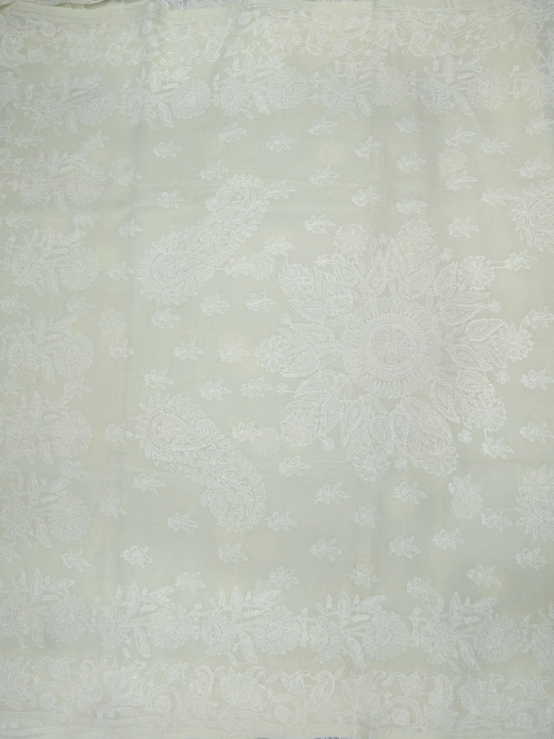 Hand Embroidered Chikankari Cotton Saree PCSAR02 Lemon