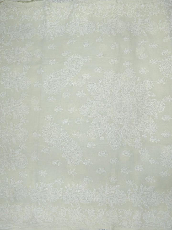 Hand Embroidered Chikankari Cotton Saree PCSAR02 Lemon
