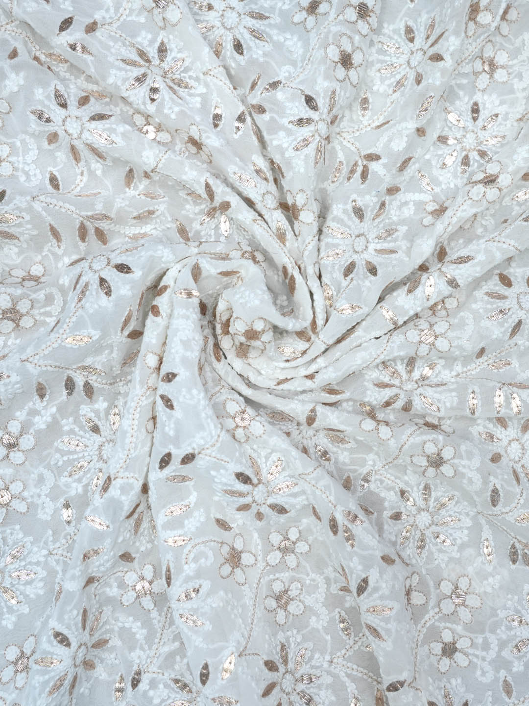 Women Hand Embroidered Chikankari Viscose Georgette Dressmaterial PC4124-WHITE2