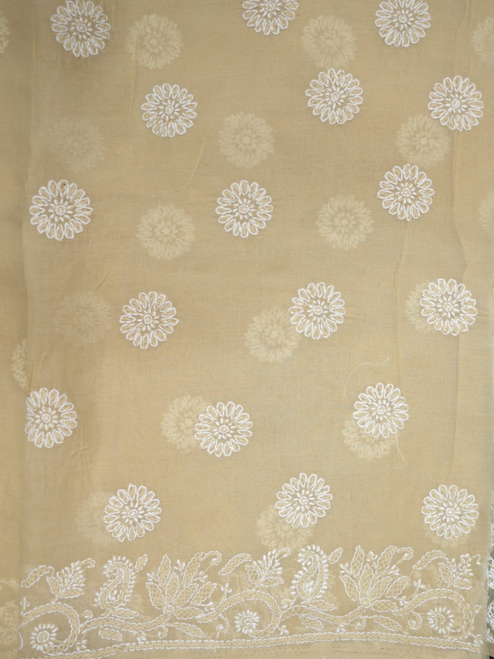 Hand Embroidered Chikankari Cotton Saree PCSAR02 Beige