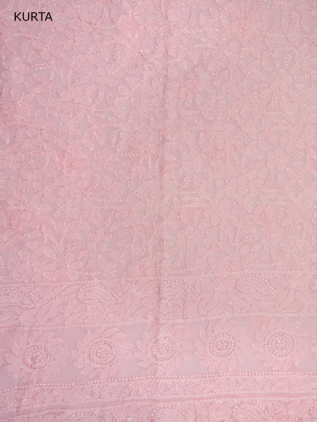Women Hand Embroidered Chikankari Viscose Georgette Kurta Fabric PC4122-PEACH