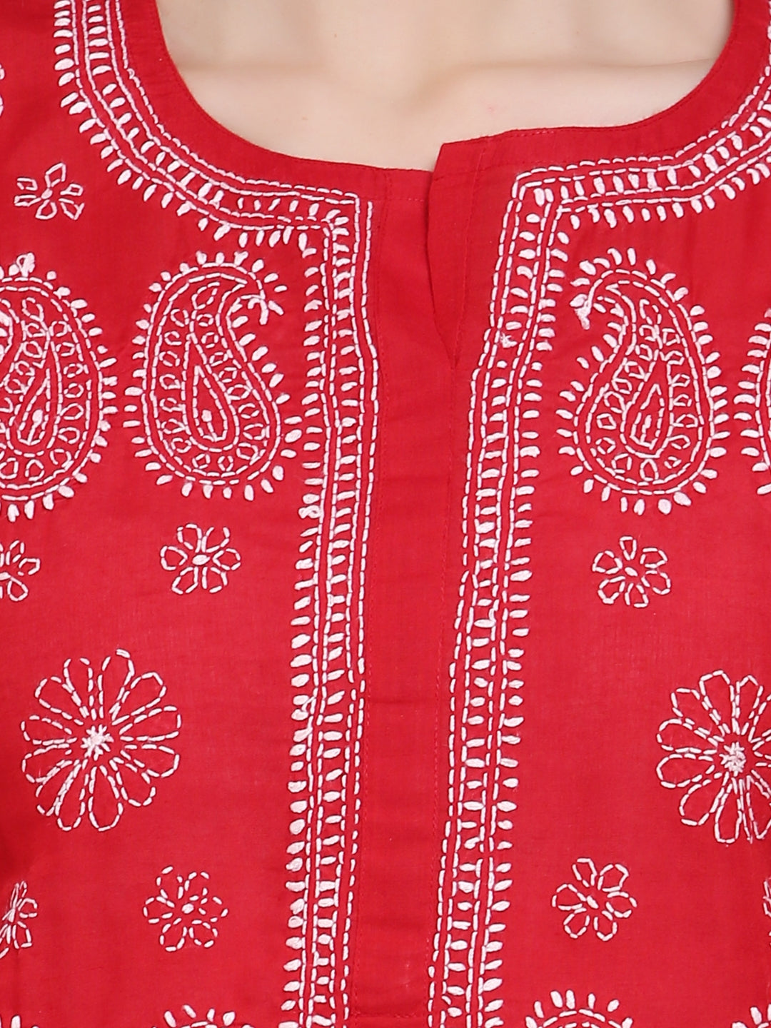 Hand Embroidered Chikankari Cotton Straight Kurta- PC3495