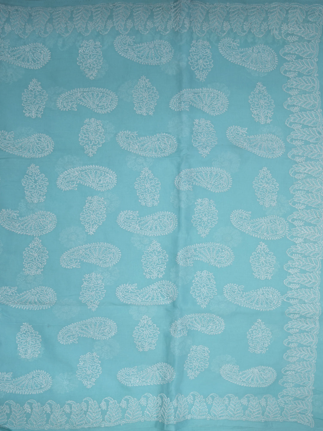 Hand Embroidered Chikankari Cotton Saree PCSAR02 Blue