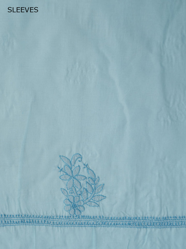 Women Hand Embroidered Cotton Chikankari Dress MaterialPCSCU00406FS-OCEANBLUE